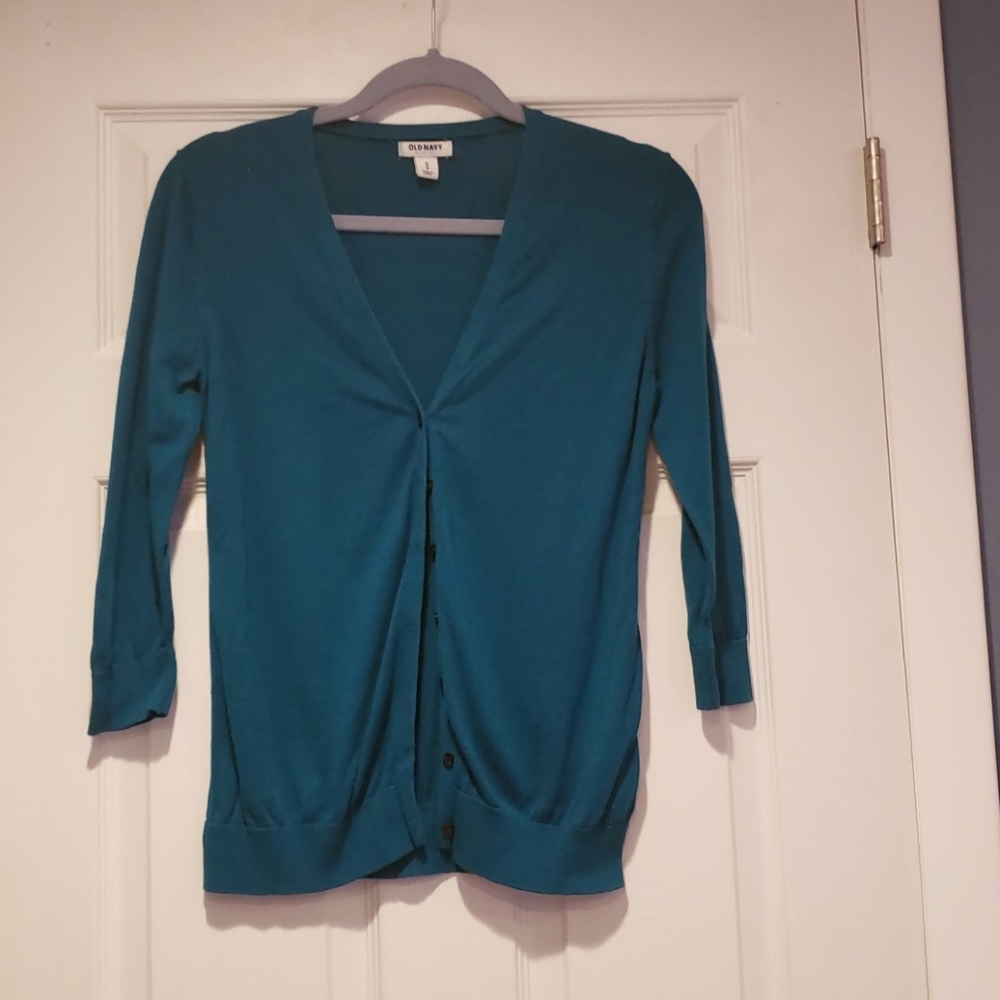 Old Navy Turquoise Quarter Slveeve Cardigan